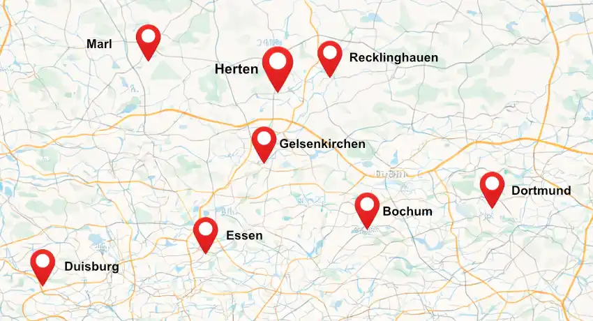 Einsatzgebiet von NOMIS im Ruhrgebiet
