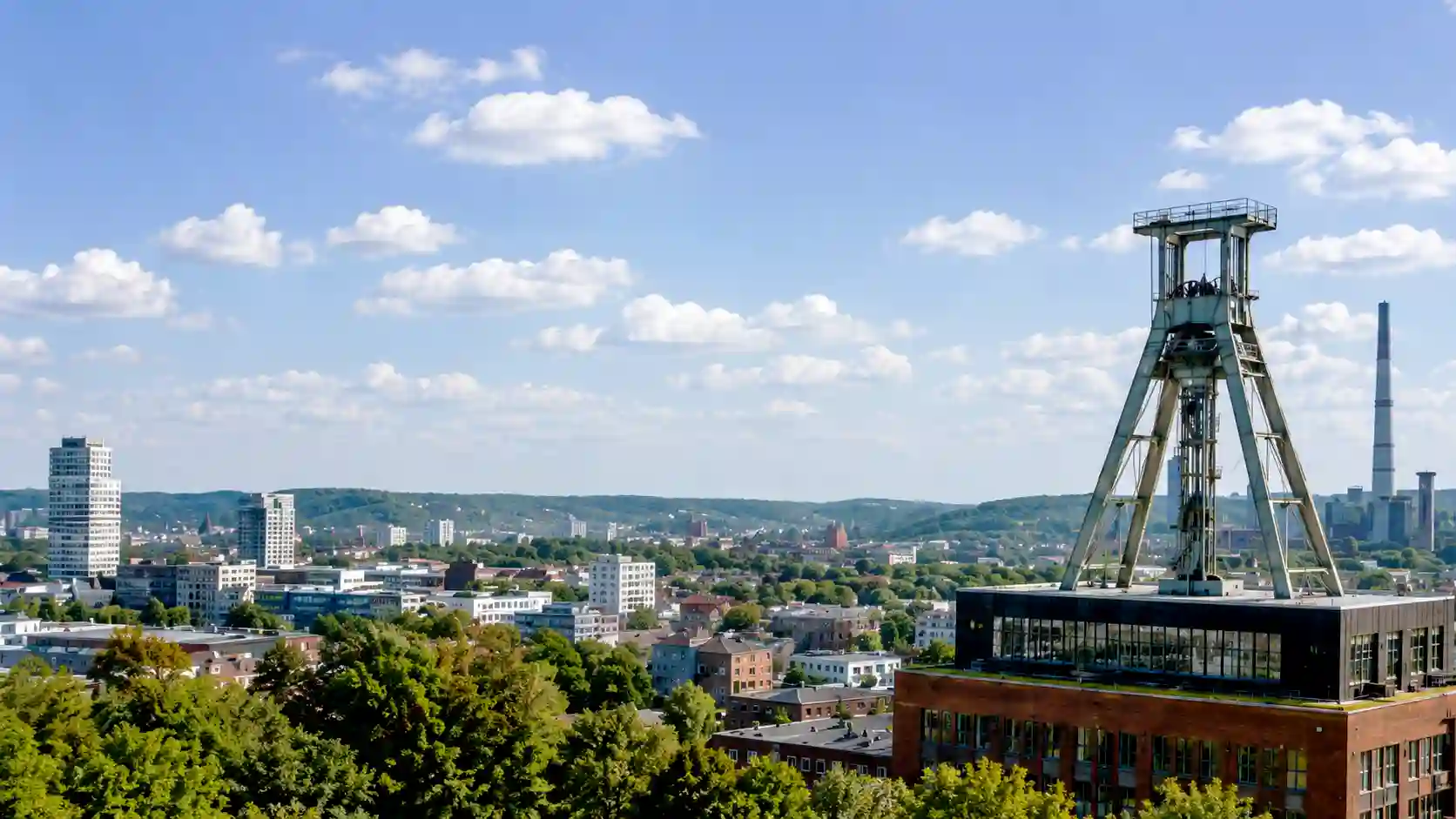 Blick über Bochum mit dem Deutschen Bergbau-Museum